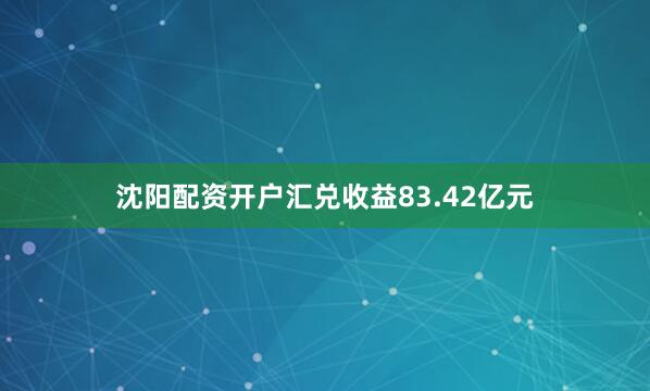 沈阳配资开户汇兑收益83.42亿元